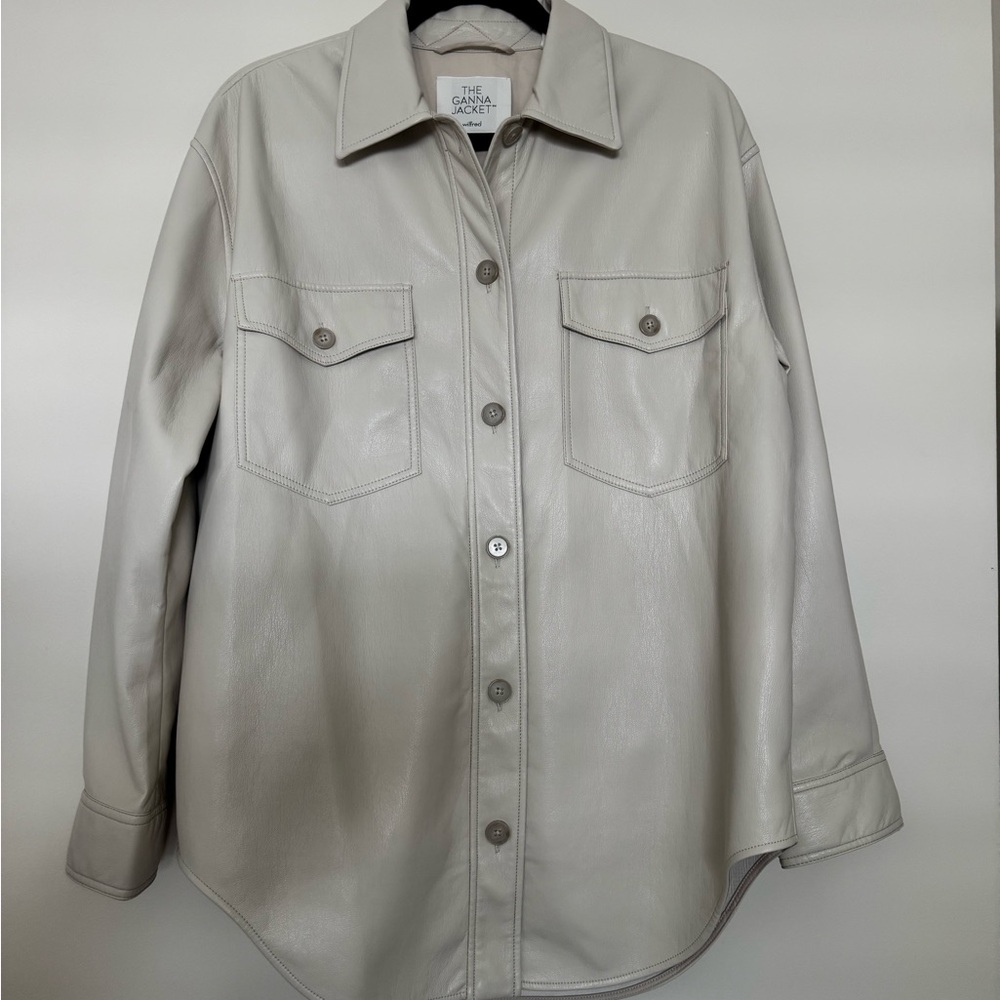 Wilfred Light Gray Leather Jacket